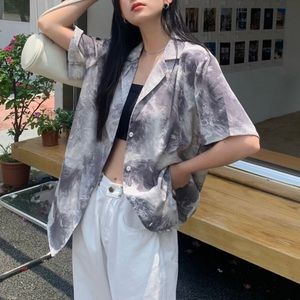 Marble short sleeve button-up